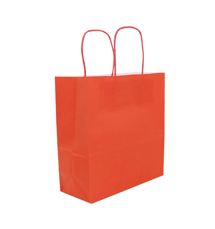 Sac en Papier Kraft Rouge avec Anses 100g/m² 22+9x23cm (250 Utés) Sac en Papier Kraft Rouge avec Anses 100g/m² 22+9x23cm (250 Utés)