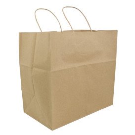 Sac en Papier Kraft Marron avec Anses 100g/m² 30+18x29cm (200 Utés)