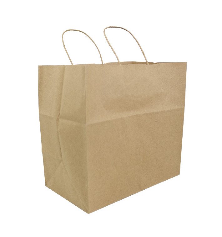 Sac en Papier Kraft Marron avec Anses 100g/m² 30+18x29cm (200 Utés) Sac en Papier Kraft Marron avec Anses 100g/m² 30+18x29cm (200 Utés)