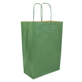 Sac en Papier Kraft Vert avec Anses 80g/m² 20+10x29cm (250 Utés)