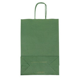 Sac en Papier Kraft Vert avec Anses 80g/m² 20+10x29cm (50 Utés)