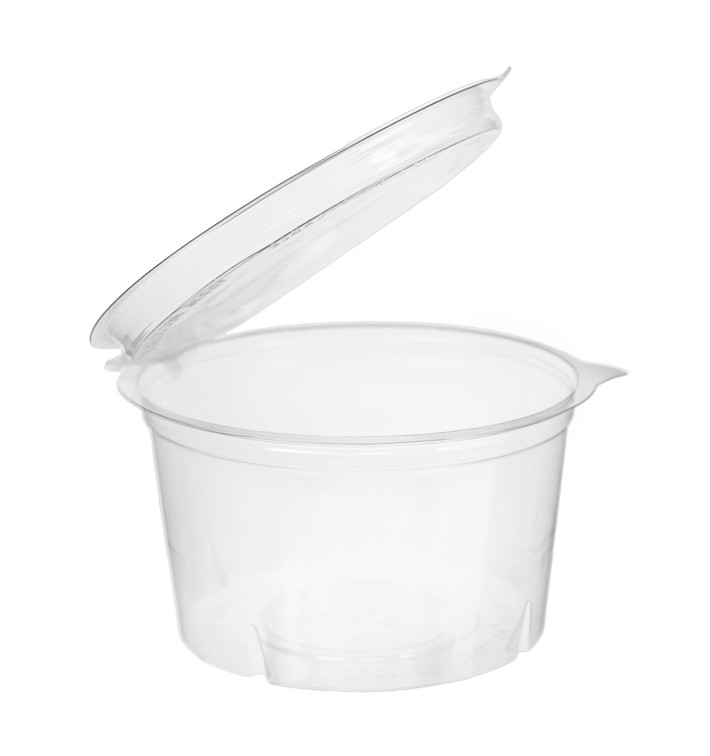 Pot Rond avec charnière APET Transparent 400ml Ø120mm (480 Utés) Pot Rond avec charnière APET Transparent 400ml Ø120mm (480 Utés)