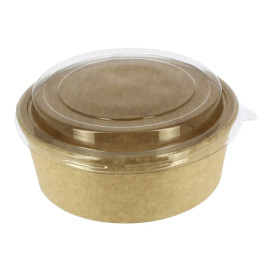 Pot en Carton Kraft-Kraft avec couvercle RPET 38 Oz/1140ml (25 Utés)