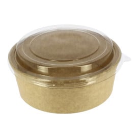 Pot en Carton Kraft-Kraft avec couvercle RPET 38 Oz/1140ml (100 Utés) Pot en Carton Kraft-Kraft avec couvercle RPET 38 Oz/1140ml (100 Utés)