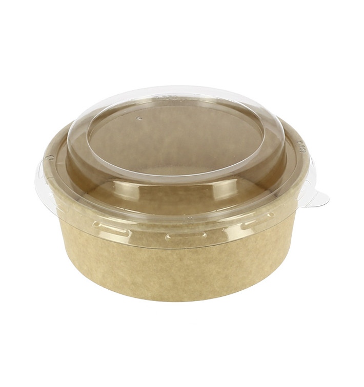 Pot en Carton Kraft-Kraft avec couvercle RPET 19 Oz/550 ml (300 Utés) Pot en Carton Kraft-Kraft avec couvercle RPET 19 Oz/550 ml (300 Utés)
