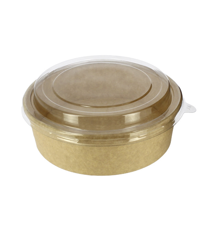 Pot en Carton Kraft-Kraft avec couvercle RPET 33Oz/1000 ml (25 Utés) Pot en Carton Kraft-Kraft avec couvercle RPET 33Oz/1000 ml (25 Utés)