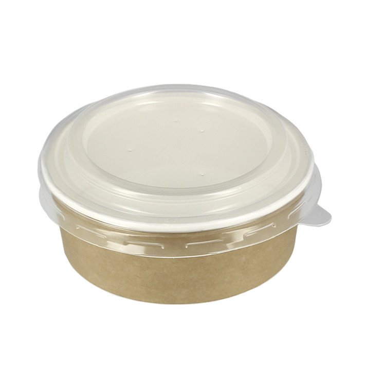 Pot en Carton Kraft avec couvercle PP 25 Oz/750ml (50 Utés) Pot en Carton Kraft avec couvercle PP 25 Oz/750ml (50 Utés)
