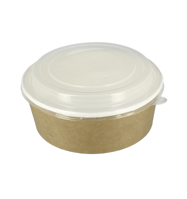 Pot en Carton Kraft avec couvercle PP 33Oz/1000ml (25 Utés) Pot en Carton Kraft avec couvercle PP 33Oz/1000ml (25 Utés)