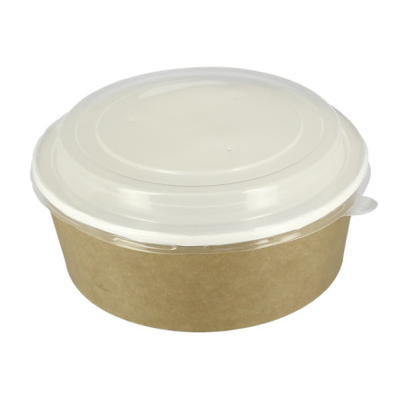Pot en Carton Kraft avec couvercle PP 33Oz/1000ml (25 Utés)