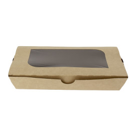Barquette kraft écologique 19x10x3,5cm 480ml (400 Utés)