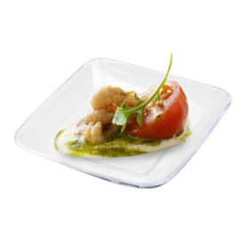 Assiette Carrée Dégustation Transp. 6x6x1cm (200 Utés)