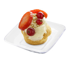 Assiette Carrée Dégustation Transp. 6x6x1cm (50 Utés)