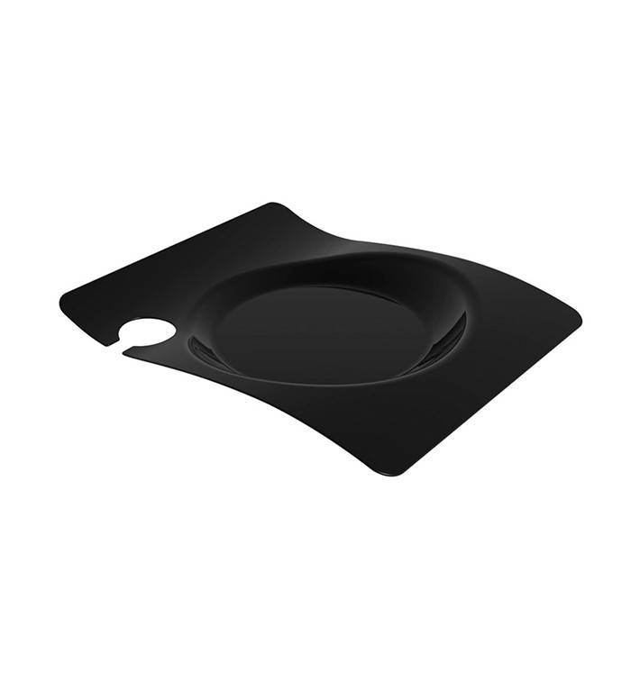 Assiette Plastique "Forma" Avec Support Noir 22x18 cm (12 Utés) Assiette Plastique "Forma" Avec Support Noir 22x18 cm (12 Utés)