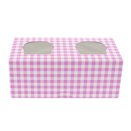 Boîte pour 2 Cupcakes Rose avec insert (20 Unités)