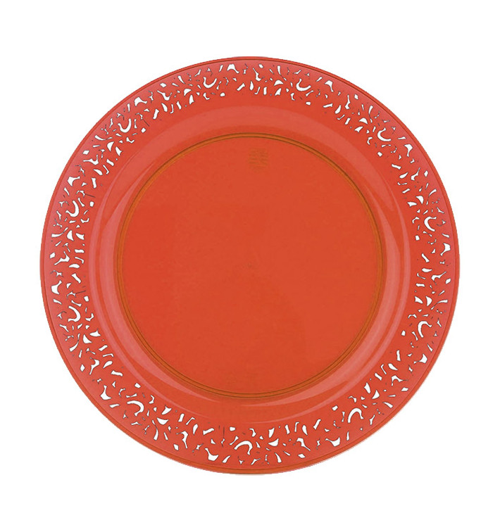 Assiette Plastique Ronde "Lace" Orange Ø23cm (4 Utés) Assiette Plastique Ronde "Lace" Orange Ø23cm (4 Utés)
