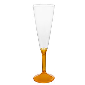 Flûte Champagne Plastique Pied Orange Transp.160ml 2P (20 Utés)