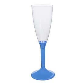 Flûte Champagne Plastique Pied Bleu Transp. 120ml 2P (20 Utés)
