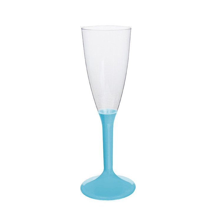 Flûte Champagne Plastique Pied Turquoise 120ml 2P (200 Utés) Flûte Champagne Plastique Pied Turquoise 120ml 2P (200 Utés)