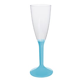 Flûte Champagne Plastique Pied Turquoise 120ml 2P (20 Utés)