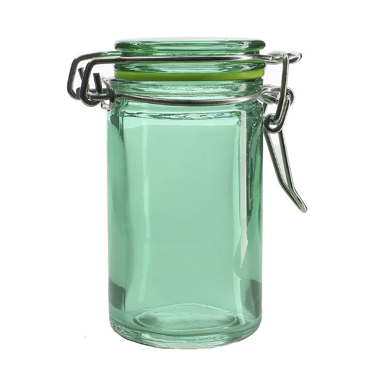 Bocal en Verre Hermétique Vert 70 ml Ø4,5x8 cm (32 Utés) Bocal en Verre Hermétique Vert 70 ml Ø4,5x8 cm (32 Utés)