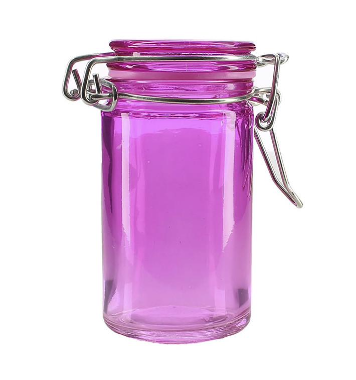 Bocal en Verre Hermétique Lilas 70 ml Ø4,5x8 cm (8 Utés) Bocal en Verre Hermétique Lilas 70 ml Ø4,5x8 cm (8 Utés)