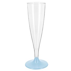 Flûte Champagne Plastique PS Réutilisable Pied Bleu 140ml 2P (48 Utés)