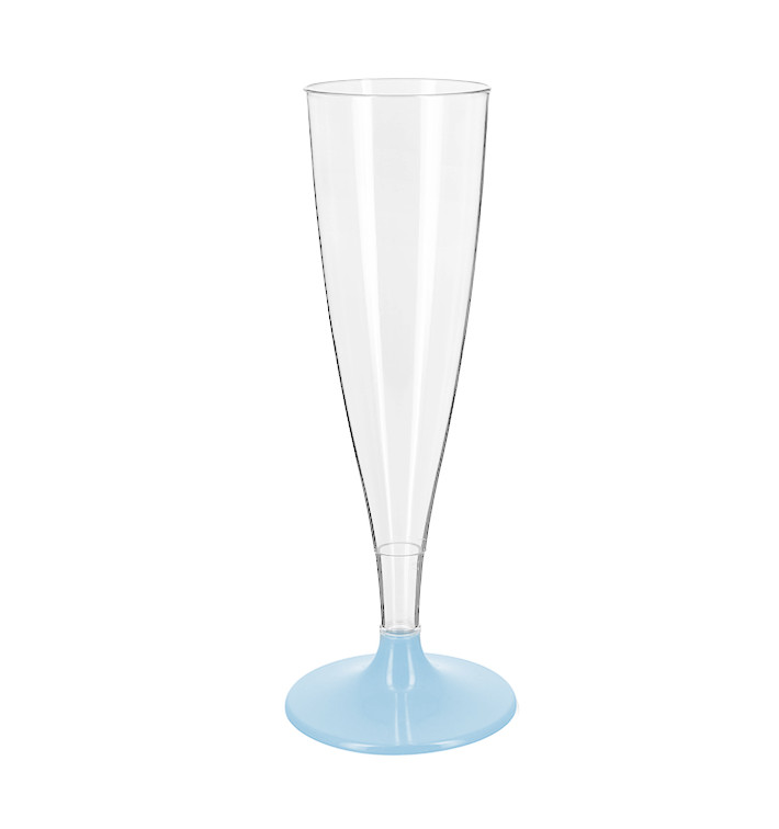 Flûte Champagne Plastique PS Réutilisable Pied Bleu 140ml 2P (6 Utés) Flûte Champagne Plastique PS Réutilisable Pied Bleu 140ml 2P (6 Utés)