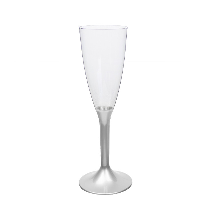 Flûte Champagne Plastique Pied Gris 120ml 2P (200 Utés) Flûte Champagne Plastique Pied Gris 120ml 2P (200 Utés)