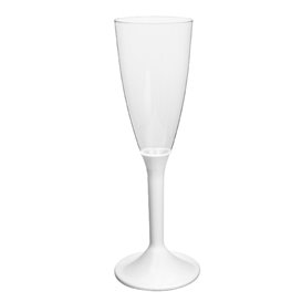 Flûte Champagne Plastique Pied Blanc 120ml 2P (20 Utés)
