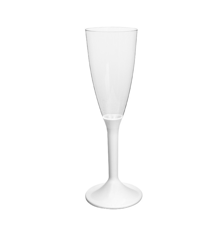 Flûte Champagne Plastique Pied Blanc 120ml 2P (20 Utés) Flûte Champagne Plastique Pied Blanc 120ml 2P (20 Utés)