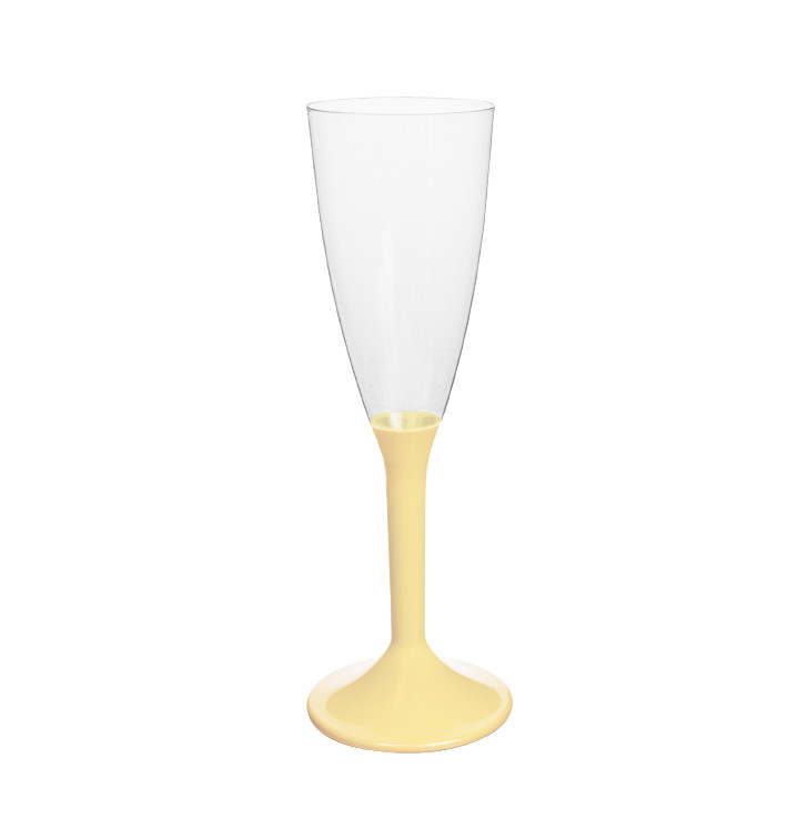 Flûte Champagne Plastique Pied Crème 120ml 2P (20 Utés) Flûte Champagne Plastique Pied Crème 120ml 2P (20 Utés)