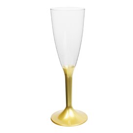 Flûte Champagne Plastique Pied Or 120ml 2P (20 Utés)