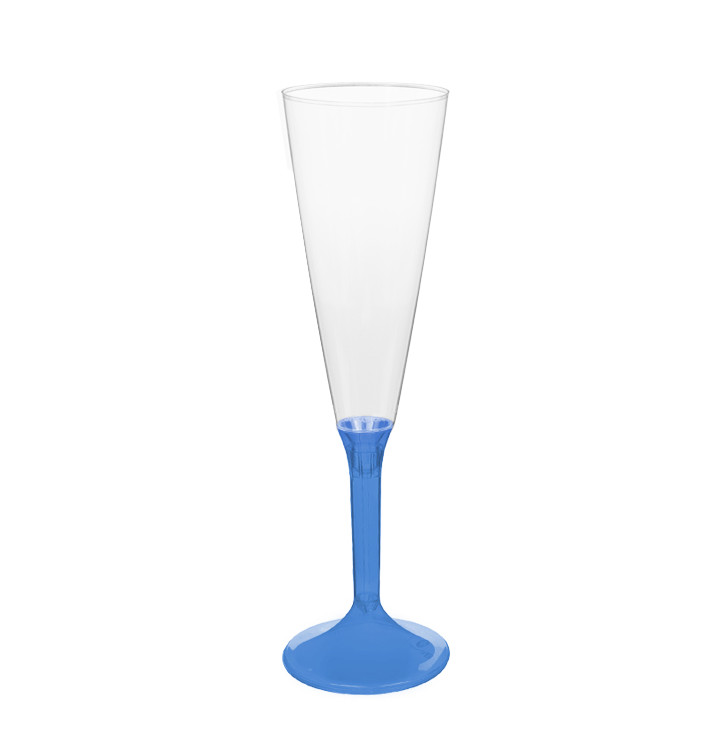 Flûte Champagne Plastique Pied Bleu Transp.160ml 2P (20 Utés) Flûte Champagne Plastique Pied Bleu Transp.160ml 2P (20 Utés)
