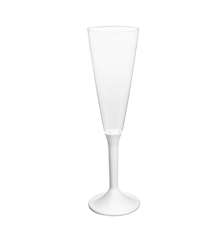 Flûte Champagne Plastique Pied Blanc 160ml 2P (200 Utés) Flûte Champagne Plastique Pied Blanc 160ml 2P (200 Utés)