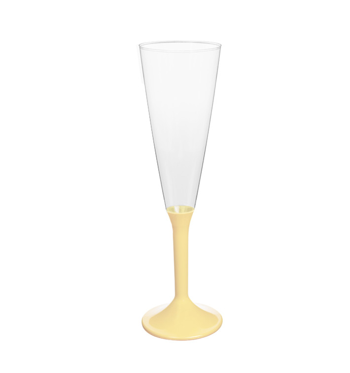 Flûte Champagne Plastique Pied Crème 160ml 2P (20 Utés) Flûte Champagne Plastique Pied Crème 160ml 2P (20 Utés)