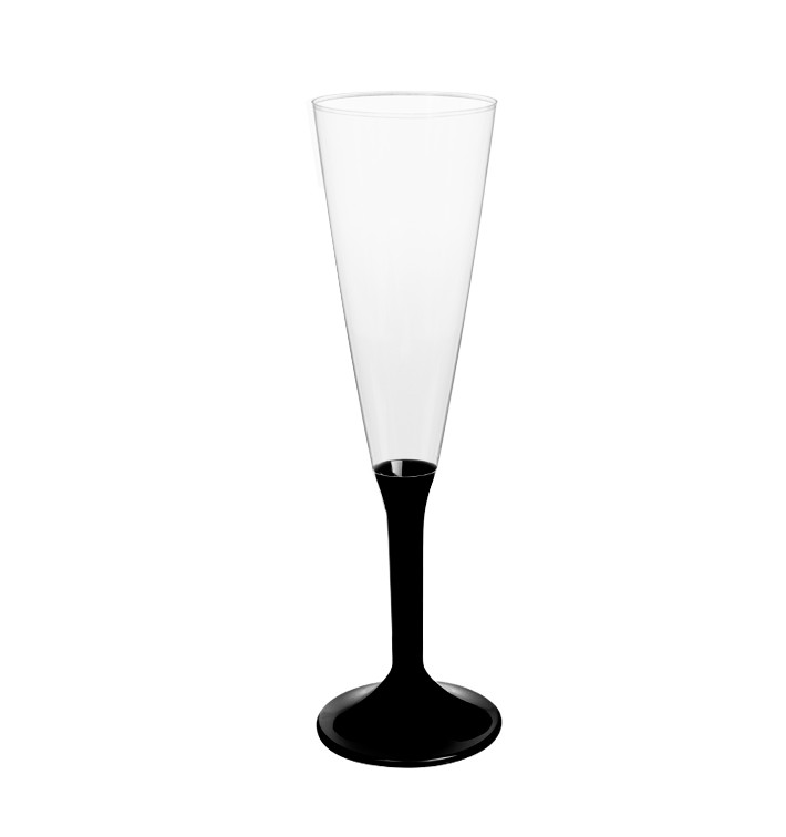 Flûte Champagne Plastique Pied Noir 160ml 2P (200 Utés) Flûte Champagne Plastique Pied Noir 160ml 2P (200 Utés)
