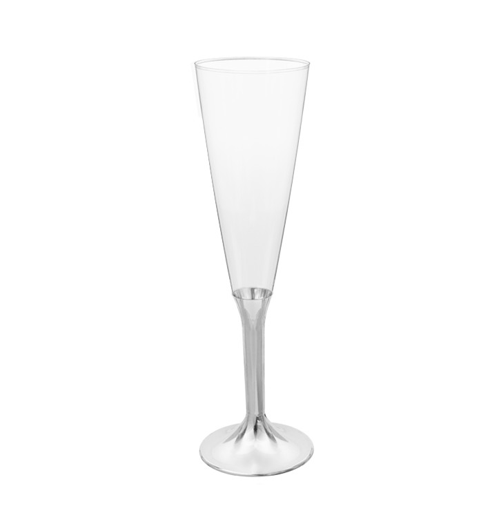 Flûte Champagne Plastique Pied Nickel Chrome 160ml 2P (200 Utés) Flûte Champagne Plastique Pied Nickel Chrome 160ml 2P (200 Utés)