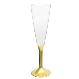 Flûte Champagne Plastique Pied Or160ml 2P (20 Utés)
