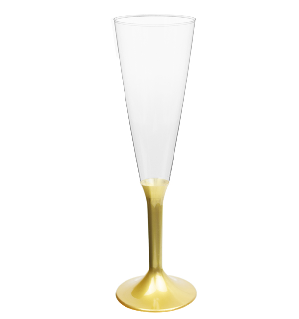 Flûte à Champagne Réutilisable PS Pied Or 160ml 2pcs (20 Utés)