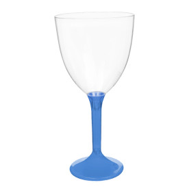 Verre en Plastique Vin Pied Bleu Transp. 300ml 2P (20 Utés)