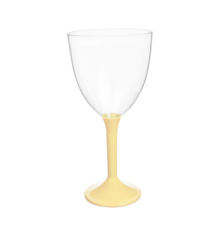 Verre en Plastique Vin Pied Creme 300ml 2P (200 Utés)