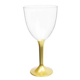 Verre en Plastique Vin Pied Or 300ml 2P (20 Utés)