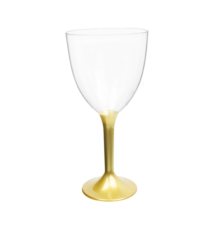 Verre en Plastique Vin Pied Or 300ml 2P (20 Utés) Verre en Plastique Vin Pied Or 300ml 2P (20 Utés)
