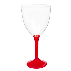 Verre en Plastique Vin Pied Rouge Transp. 300ml 2P (200 Utés)