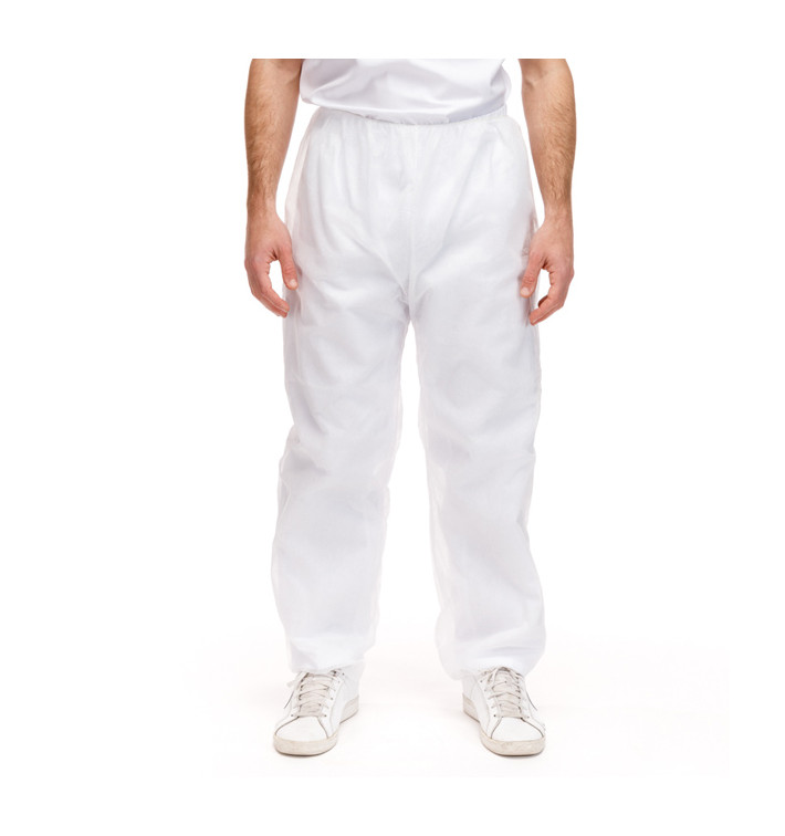 Pantalon PP Non Tissé Industriel Blanc 30gr. (1 Uté)