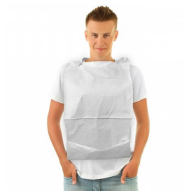 Bavoir Adulte avec poche Blanc 36x65cm (500 Unités)