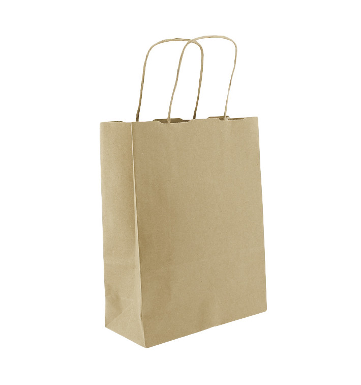 Sac en papier avec Anses Kraft 100g/m² 18+8x24cm (450 Utés) Sac en papier avec Anses Kraft 100g/m² 18+8x24cm (450 Utés)