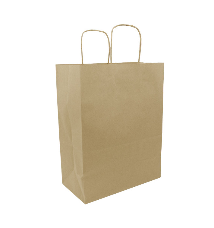Sac en papier Kraft Marron avec Anses 100g/m² 25+13x33cm (200 Utés) Sac en papier Kraft Marron avec Anses 100g/m² 25+13x33cm (200 Utés)