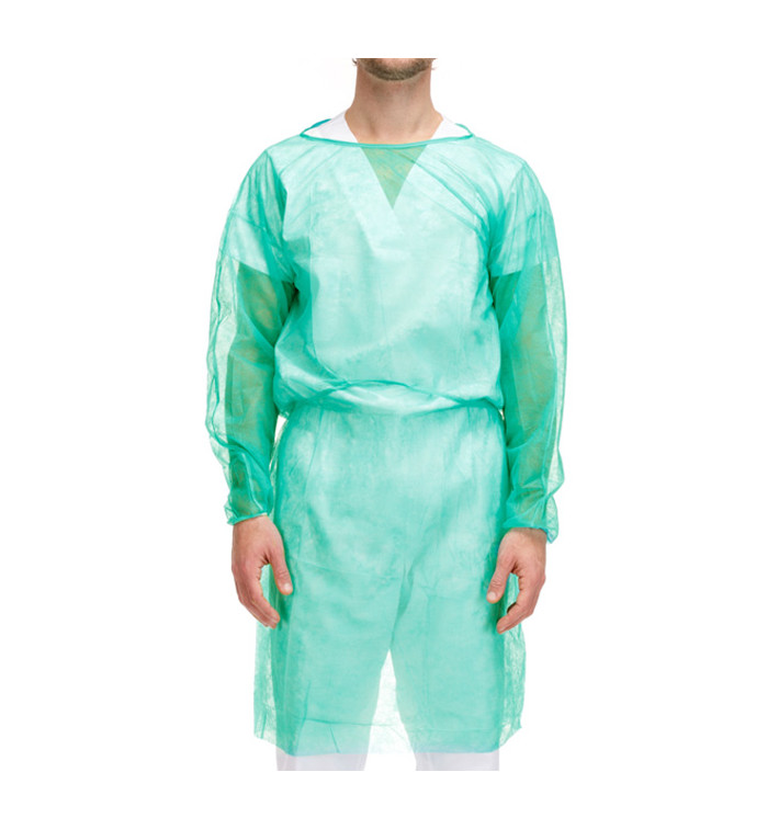 Blouse PP Verte Fermeture Dorsal à Ruban XL 20gr (10 Utés) Blouse PP Verte Fermeture Dorsal à Ruban XL 20gr (10 Utés)