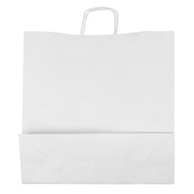Sac en papier Blanc avec Anses Kraft 100g/m² 44+15x46cm (200 Utés)